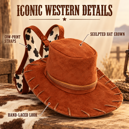 🤠Cowboy Hat Backpack – Western Cowgirl Statement Bag