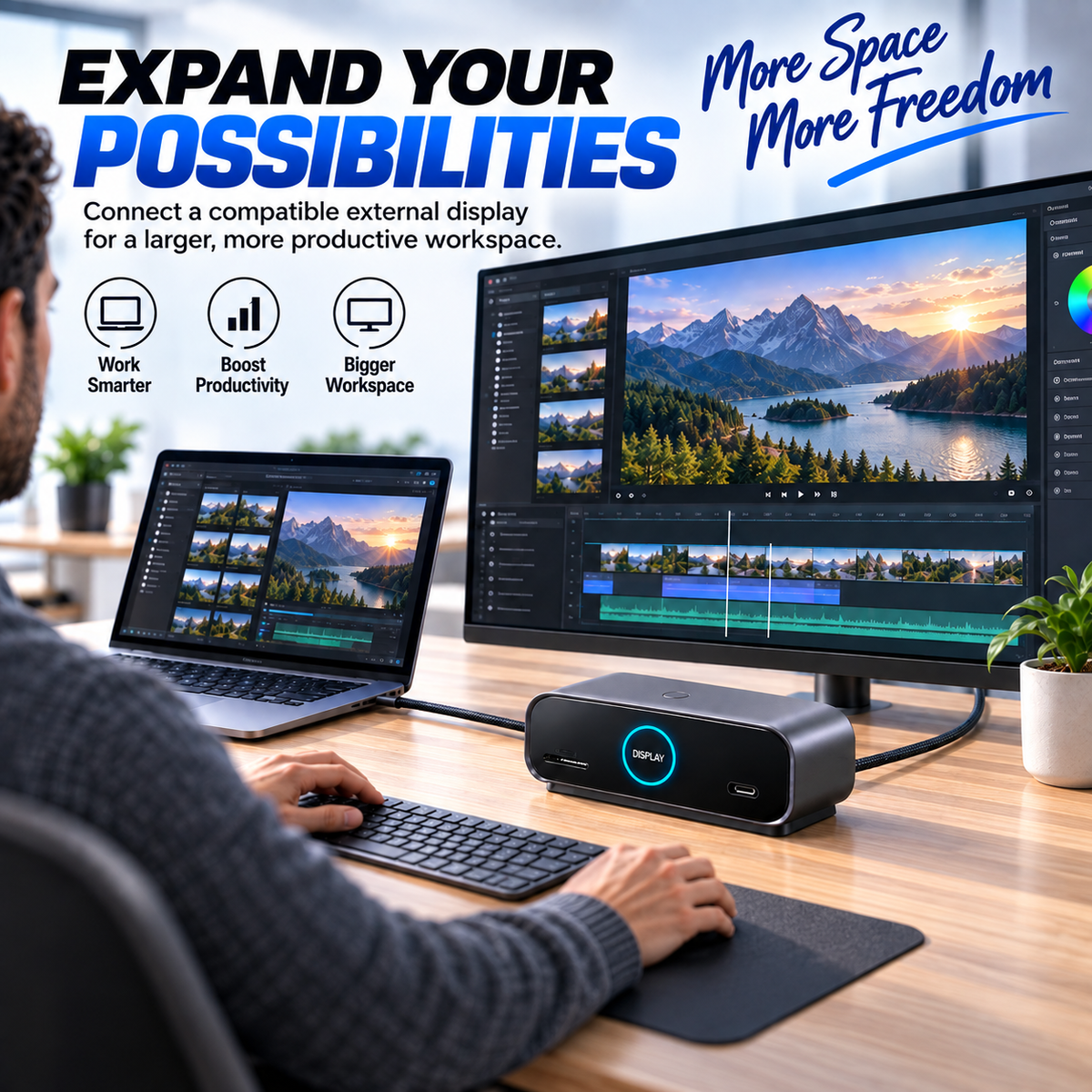 ⚡Smart Display USB-C Docking Station – One Cable, A Complete Desktop Setup