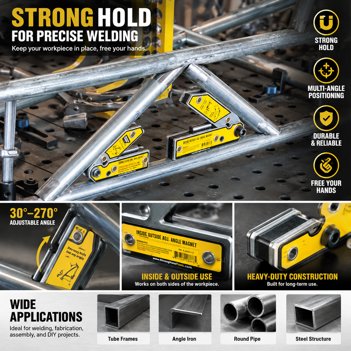 🧲 Inside/Outside Welding Angle Magnets – Fixed & Adjustable Magnetic Positioning Tool