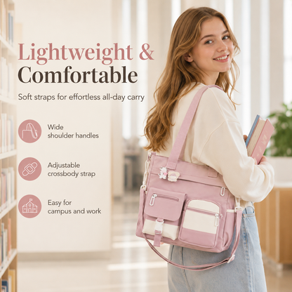 🎀👜Large Canvas Shoulder Bag – Perfect for College, Work & Daily Life