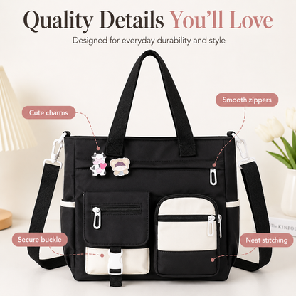 🎀👜Large Canvas Shoulder Bag – Perfect for College, Work & Daily Life