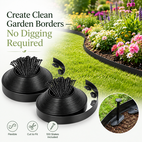 🌱 Flexible No-Dig Garden Edging Kit – Create Clean Borders Fast