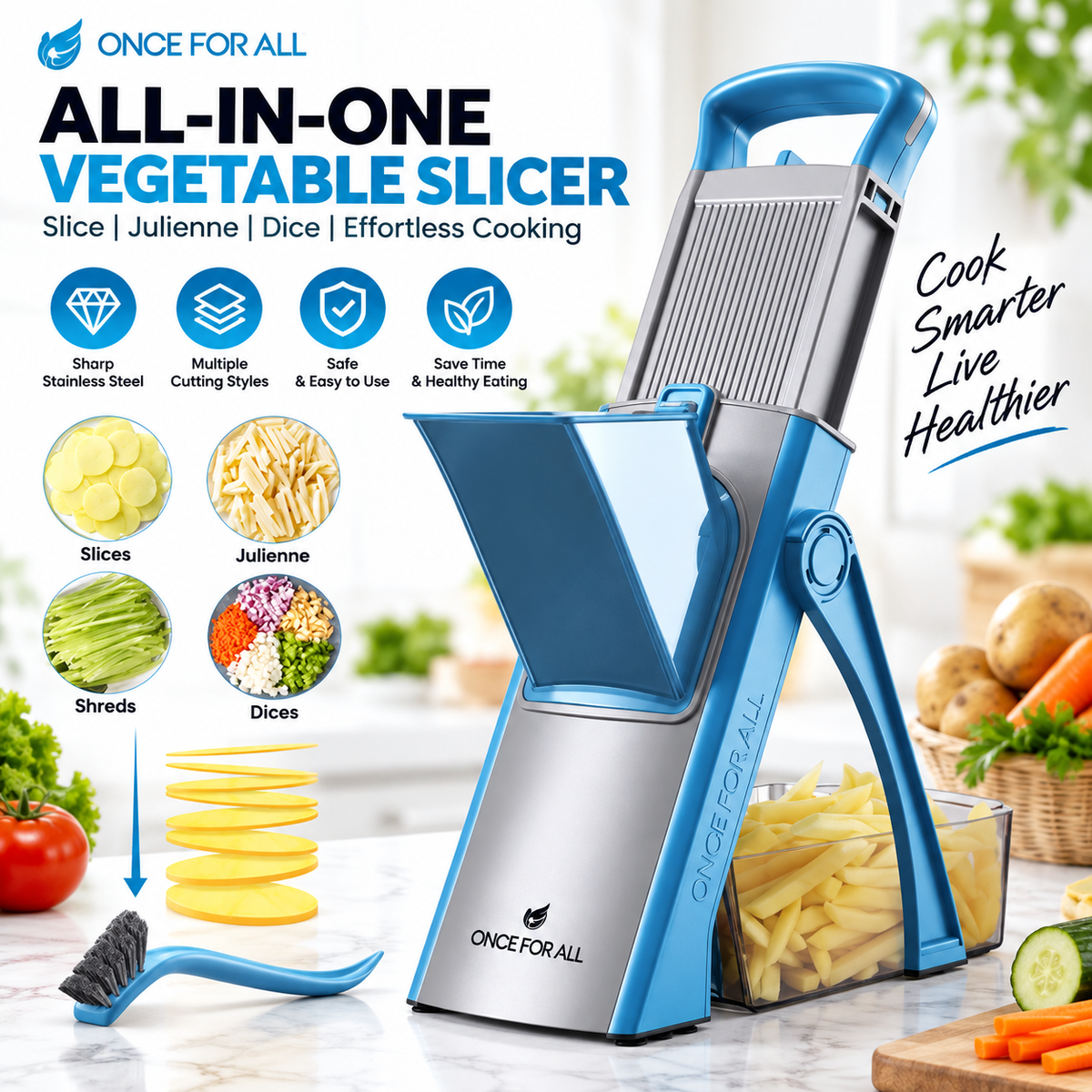 0‑8mm Adjustable Safe Mandoline Slicer
