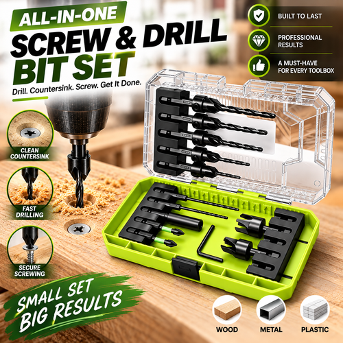 Countersink Drill Bit Set – Create Professional Flush Screw Finishes For DIY Woodworking Projects