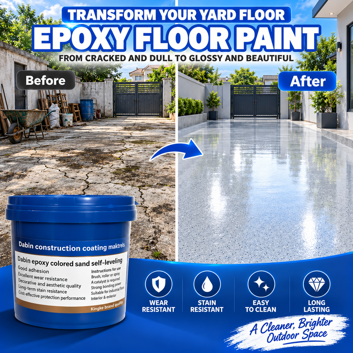 ✨ Self-Leveling Epoxy Floor Coating – High-Gloss Speckled Floor Finish