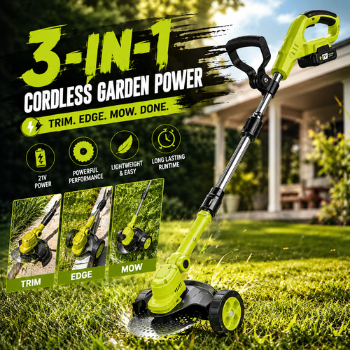 🌿⚡21V 3-in-1 Cordless String Trimmer--Edger & Mini Mower