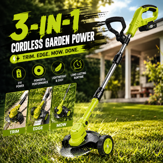 🌿⚡21V 3-in-1 Cordless String Trimmer--Edger & Mini Mower