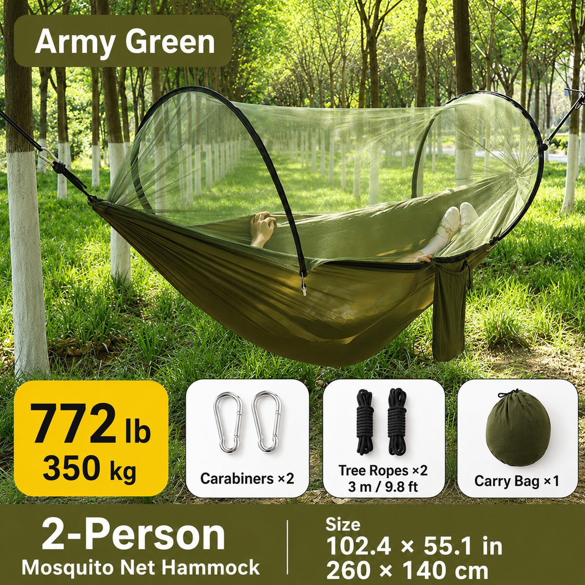 2-in-1 Mosquito Net Camping Hammock – Your Comfortable Escape Outdoors