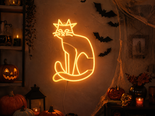 🐱✨Halloween LED Lit Faux Neon Animated Cat - Hyde and EEK!