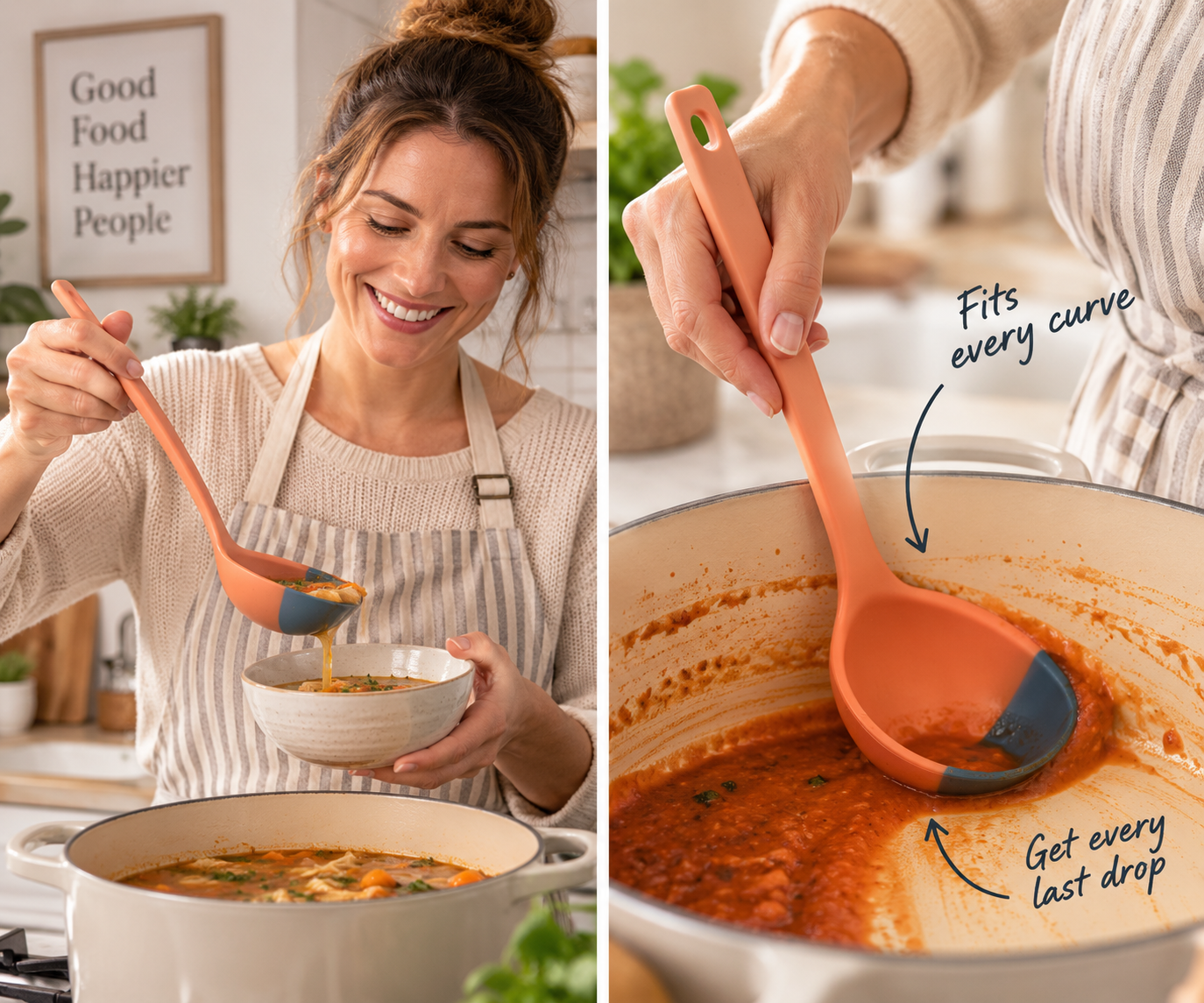 Soft Top Silicone Kitchen LADLE Spoon