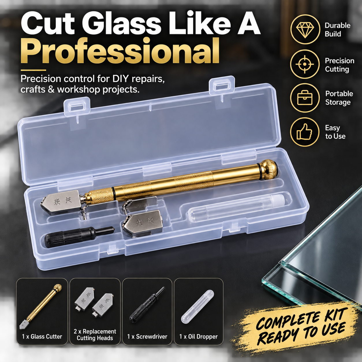 🔧 5 pcs Precision Glass Cutte