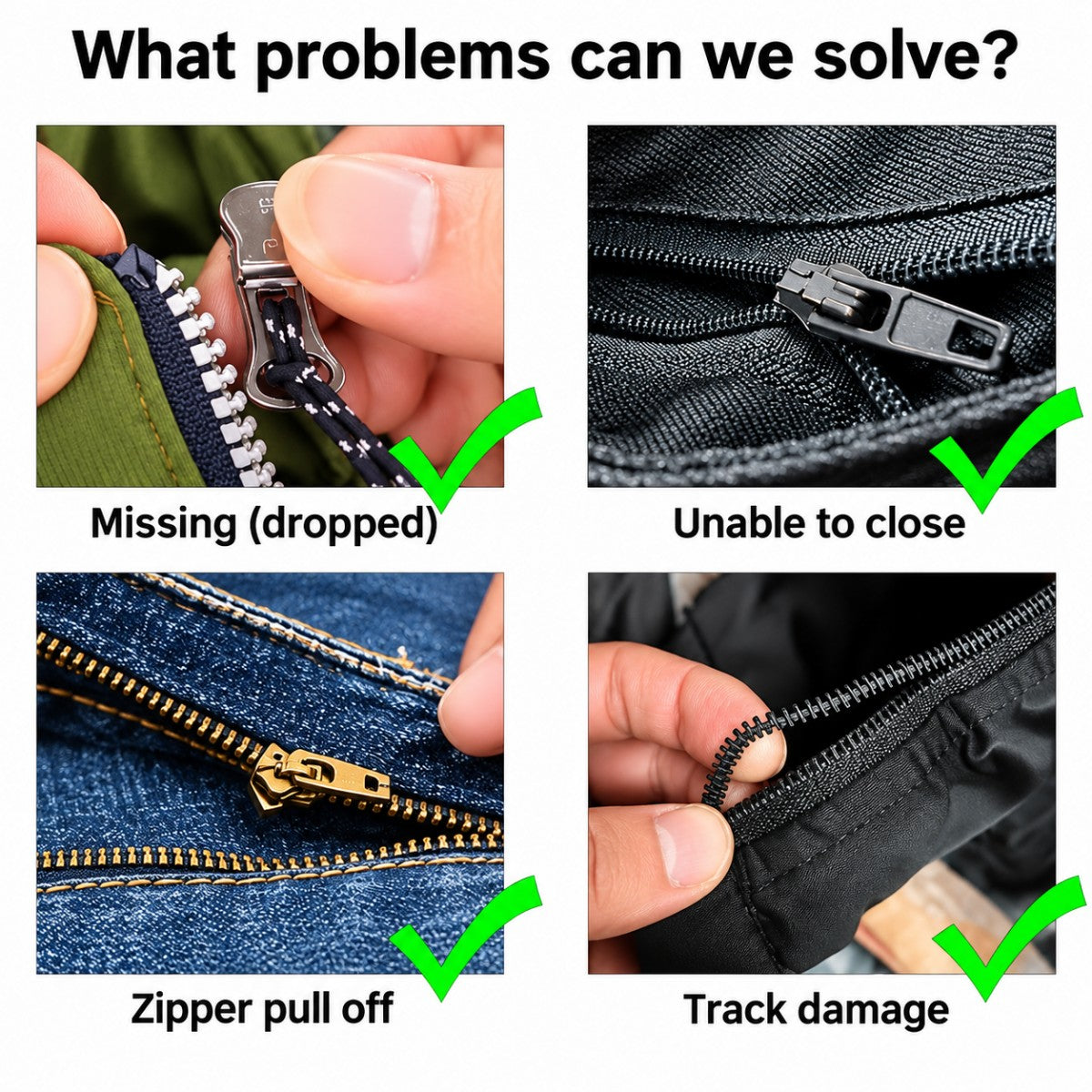 Common zipper repair situations