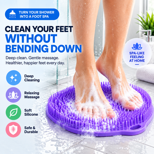 🦶 Hands-Free Shower Foot Scrubber Mat – Deep Clean & Massage Your Feet While You Shower