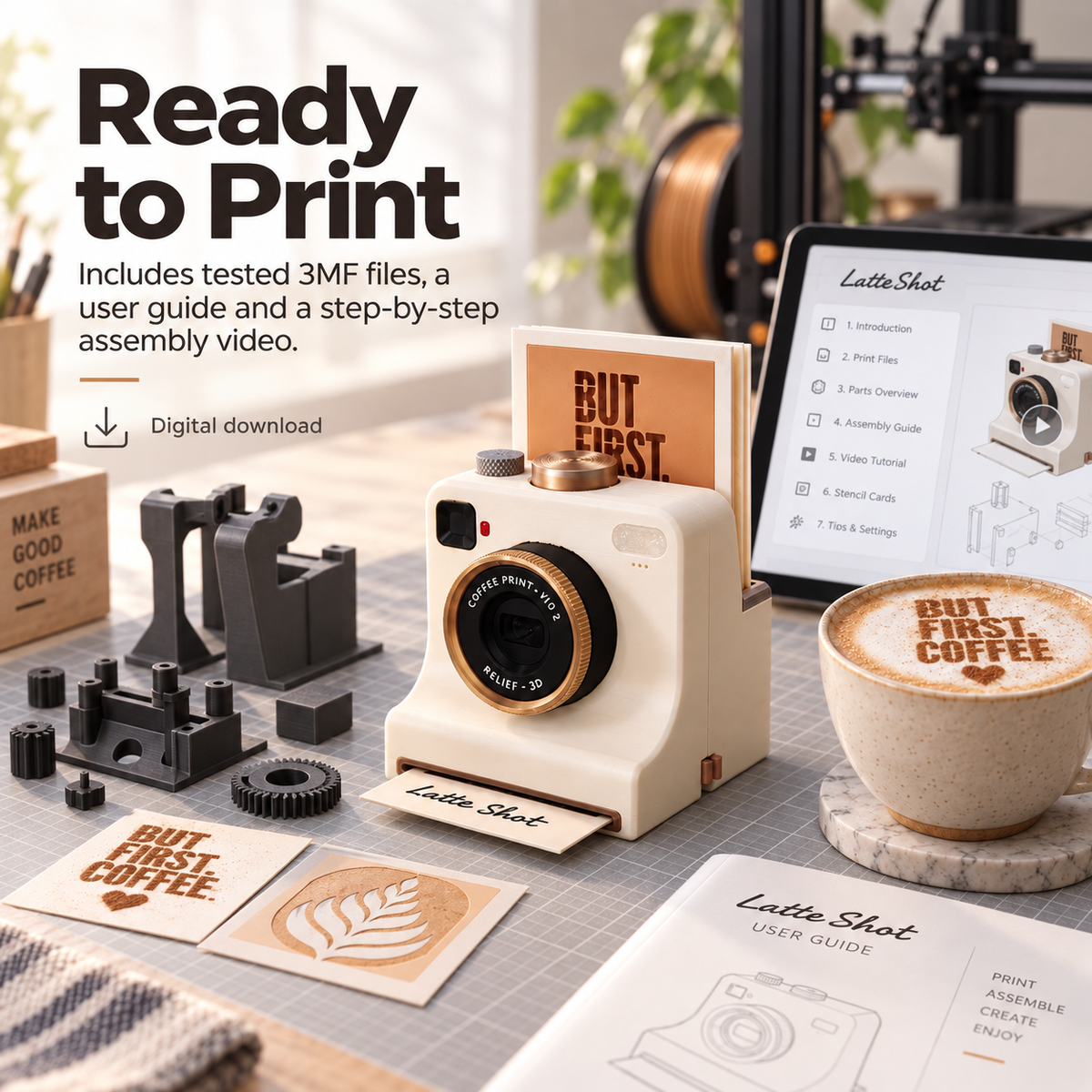 One-Click Coffee Art Stencil Maker