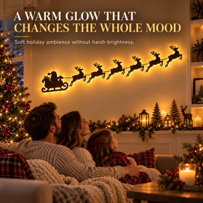 🦌✨Santa & 6 Reindeer LED Wall Décor – Peel, Press & Glow