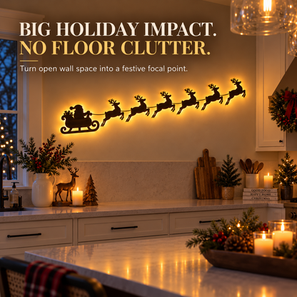 🦌✨Santa & 6 Reindeer LED Wall Décor – Peel, Press & Glow