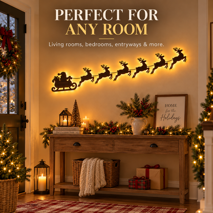 🦌✨Santa & 6 Reindeer LED Wall Décor – Peel, Press & Glow