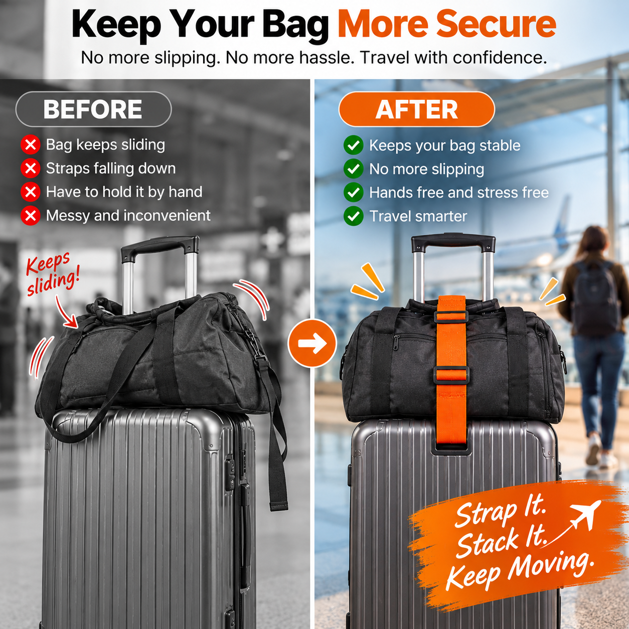 2 Pack💥Multi Use Strong Adjustable Luggage Connector Straps