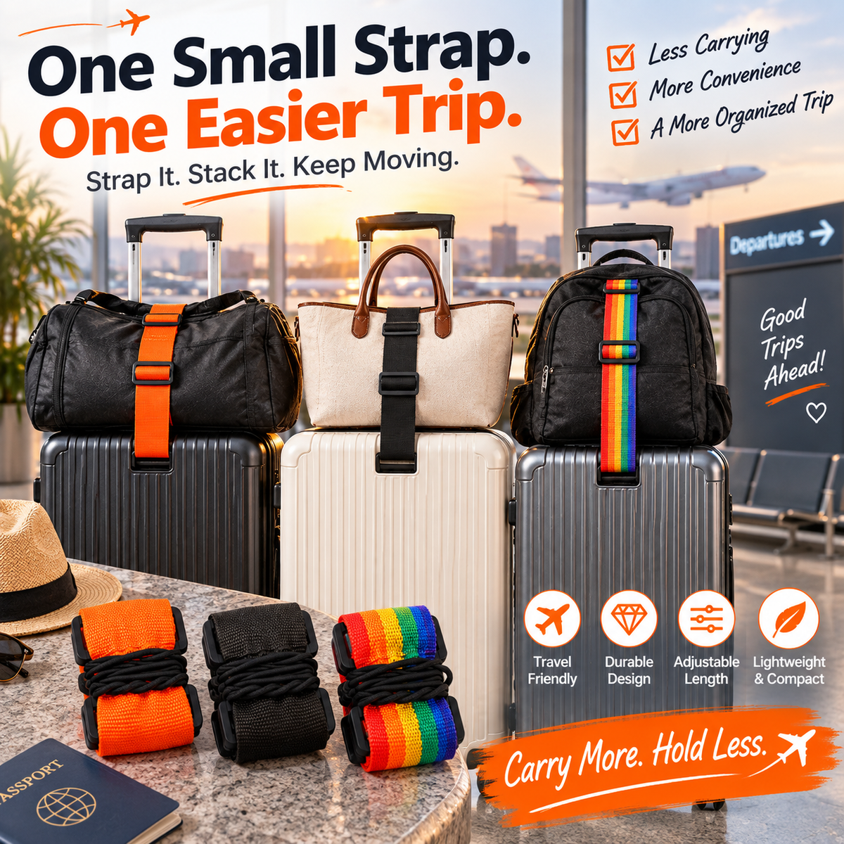 2 Pack💥Multi Use Strong Adjustable Luggage Connector Straps