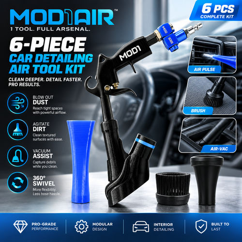 🚗MOD1AIR Complete Full‑Size 6‑Piece Modular Car Detailing Air Tool Kit