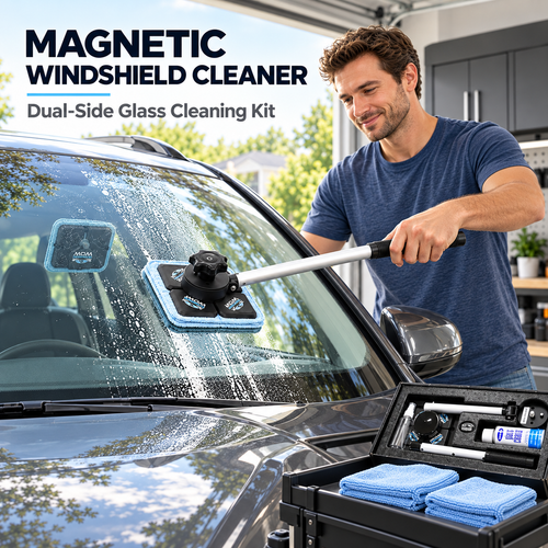 🚗Dual Magnetic Car Windshield Cleaner | Streak-Free Auto Glass Cleaning Kit