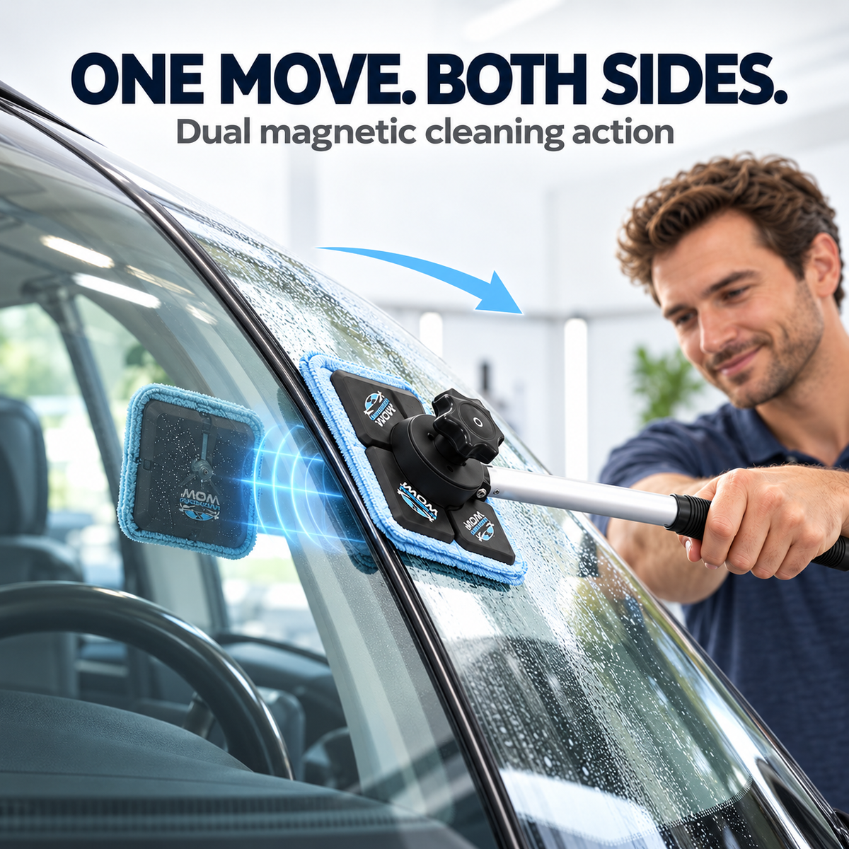 🚗Dual Magnetic Car Windshield Cleaner | Streak-Free Auto Glass Cleaning Kit