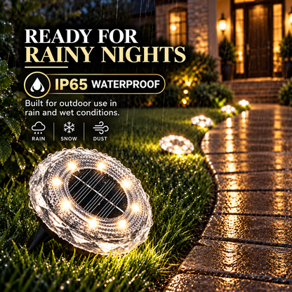 💡Crystalline Ripple Solar Ground Lights – Outdoor Pathway Lighting