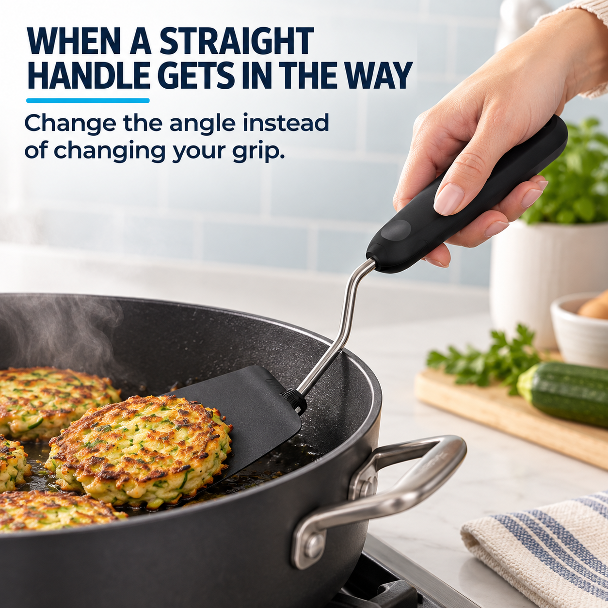 🍳7-Position Adjustable Spatula – Multi-Angle Turner for Frying Pans, Griddles & Air Fryers