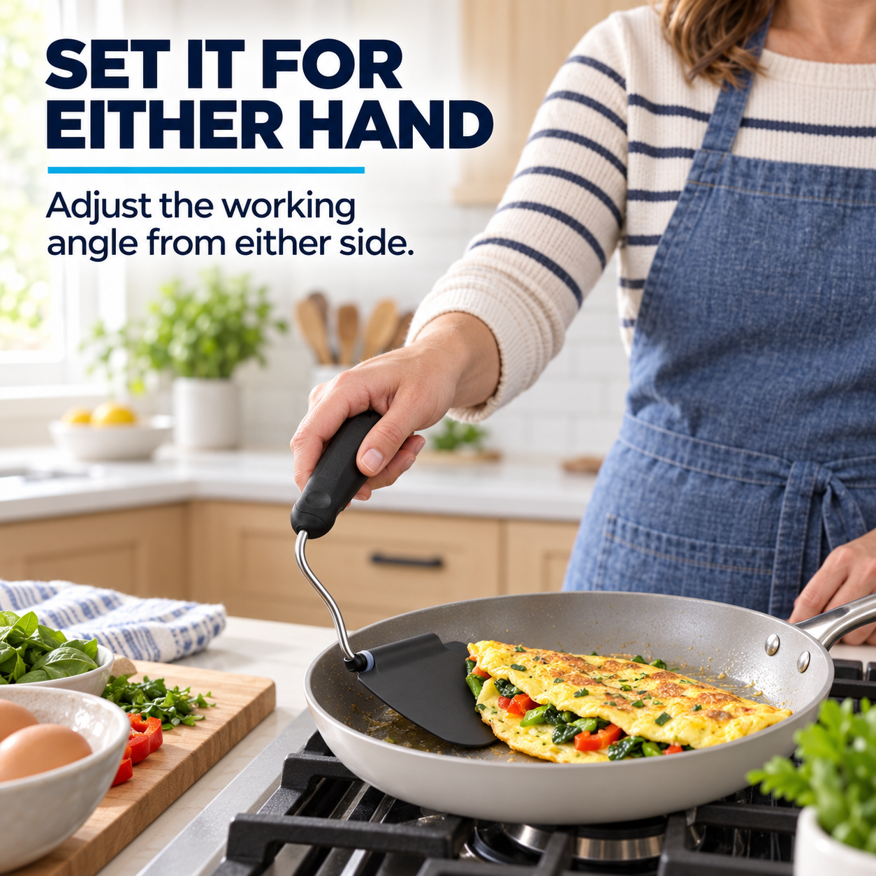 🍳7-Position Adjustable Spatula – Multi-Angle Turner for Frying Pans, Griddles & Air Fryers