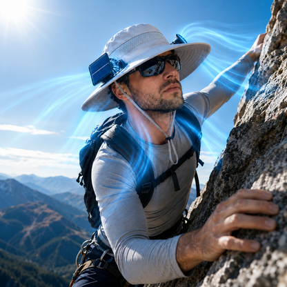 Solar Cooling Hat Dual Fan Rechargeable — Breathable Sun Hat with Fan for Outdoor Hiking Golf Camping Men Women