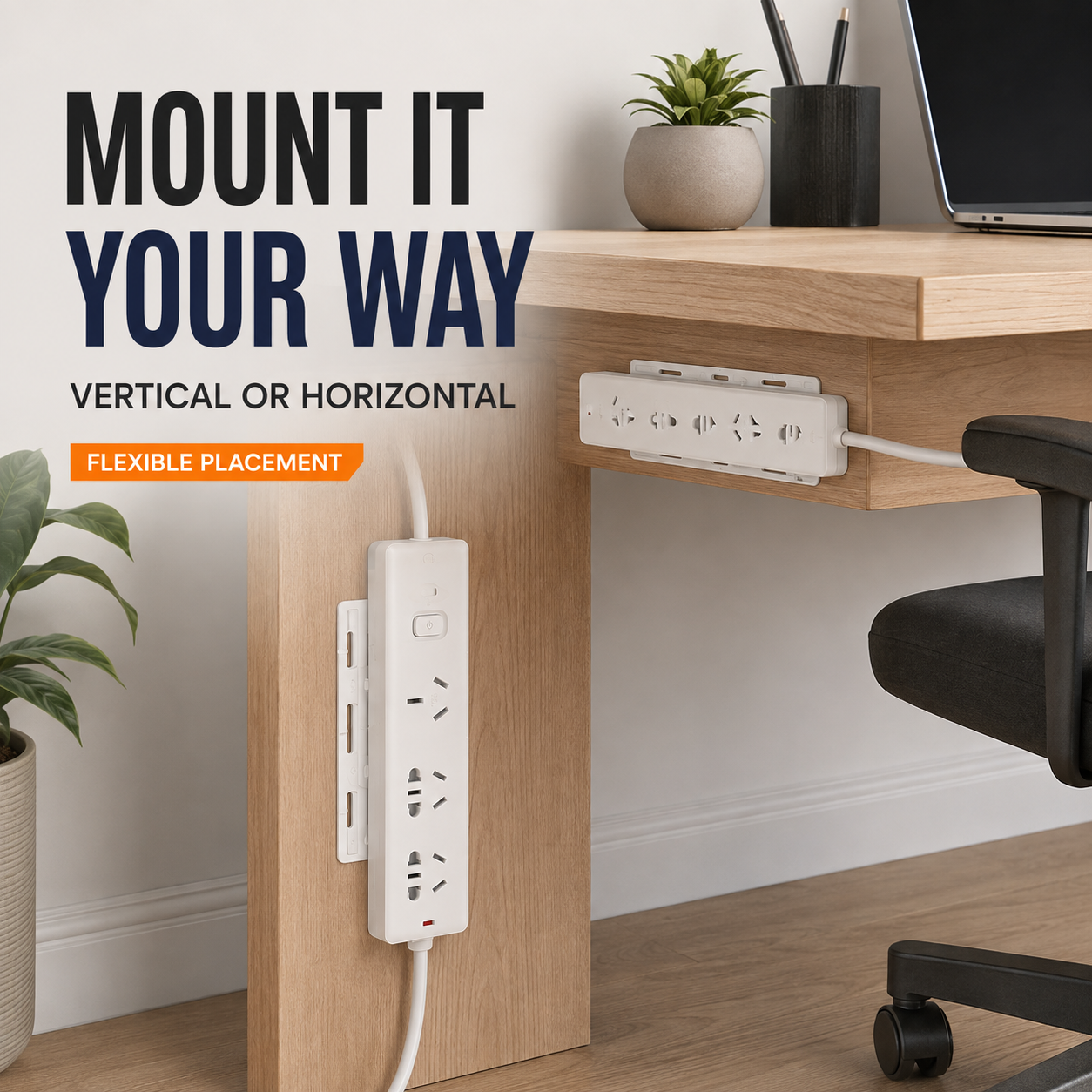 🔌10 Counts Punch-Free Power Strip Holder – Peel, Stick & Organize