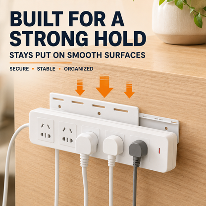 🔌10 Counts Punch-Free Power Strip Holder – Peel, Stick & Organize
