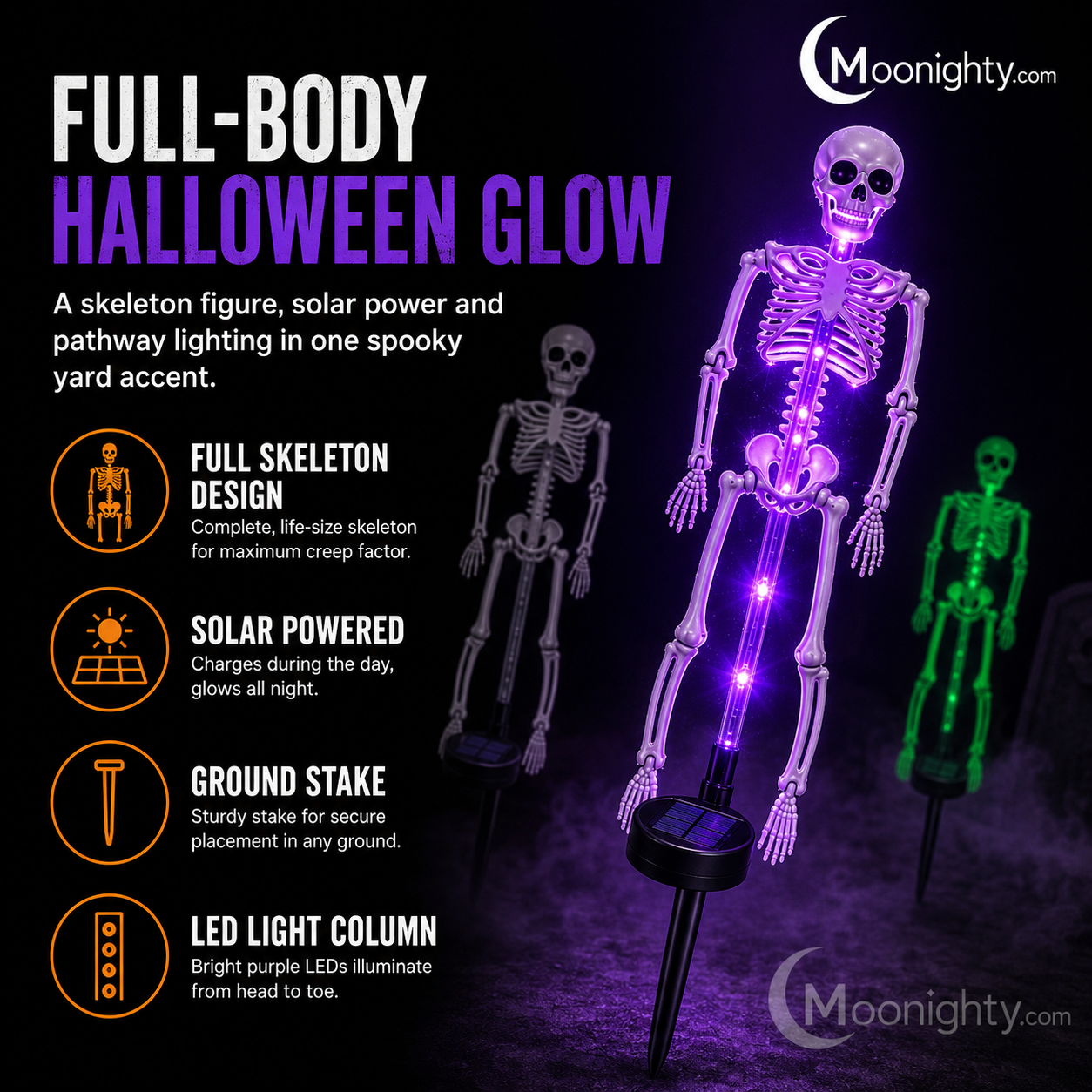 💀Solar Skeleton Ground Stake Lights Outdoor Waterproof Halloween Decor Lights