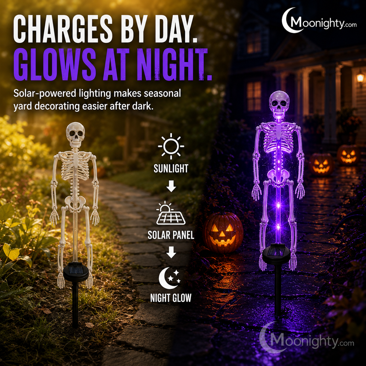💀Solar Skeleton Ground Stake Lights Outdoor Waterproof Halloween Decor Lights