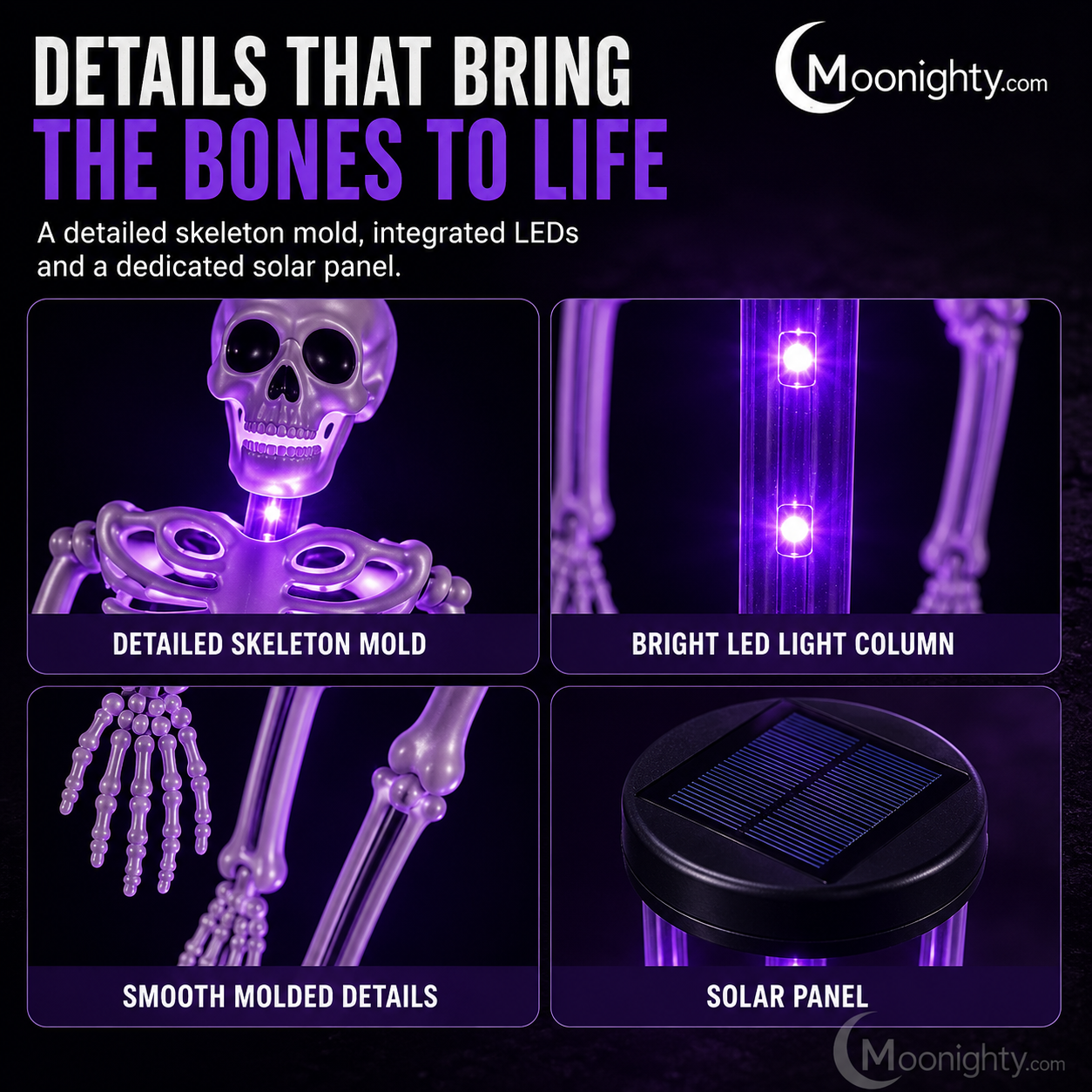 💀Solar Skeleton Ground Stake Lights Outdoor Waterproof Halloween Decor Lights