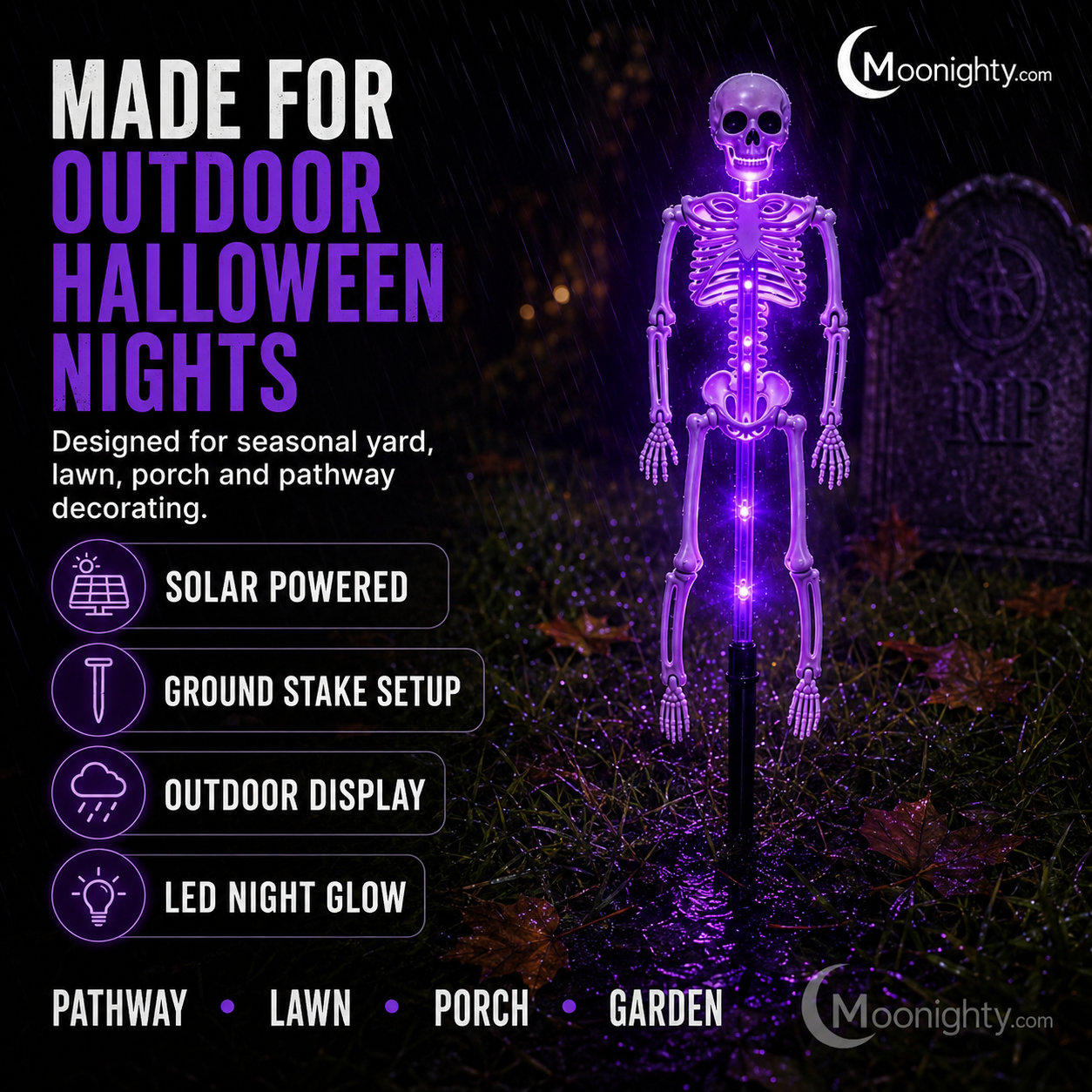 💀Solar Skeleton Ground Stake Lights Outdoor Waterproof Halloween Decor Lights