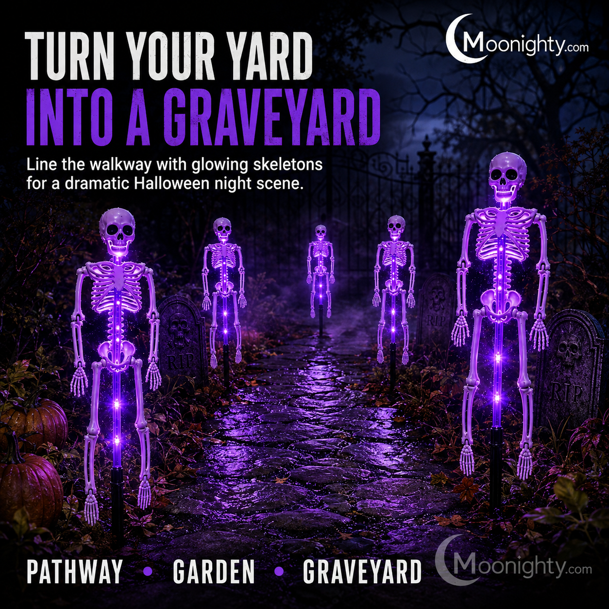 💀Solar Skeleton Ground Stake Lights Outdoor Waterproof Halloween Decor Lights