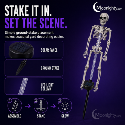 💀Solar Skeleton Ground Stake Lights Outdoor Waterproof Halloween Decor Lights