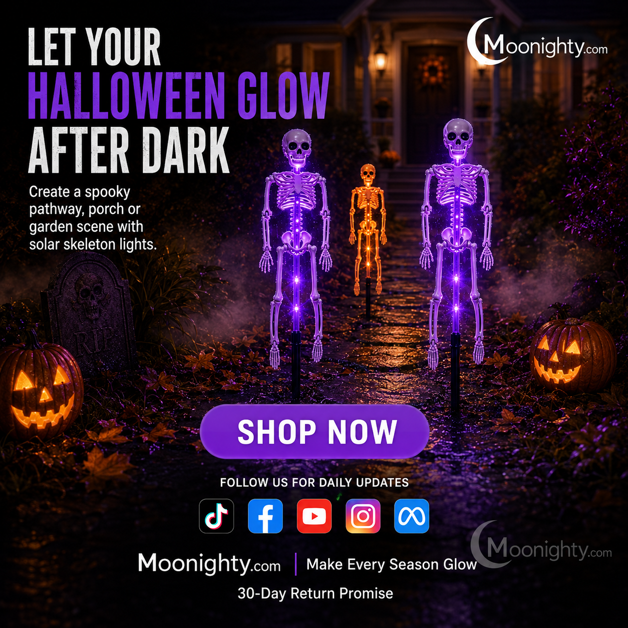 💀Solar Skeleton Ground Stake Lights Outdoor Waterproof Halloween Decor Lights