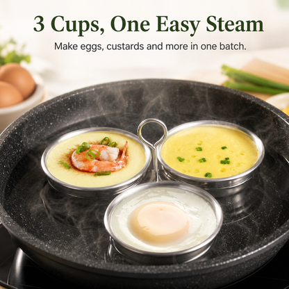 🍳 3-Cup Stainless Steel Egg Poacher – Egg Steamer Set