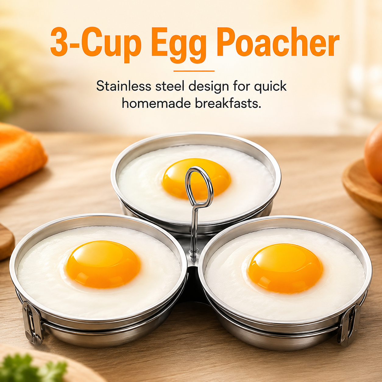 🍳 3-Cup Stainless Steel Egg Poacher – Egg Steamer Set