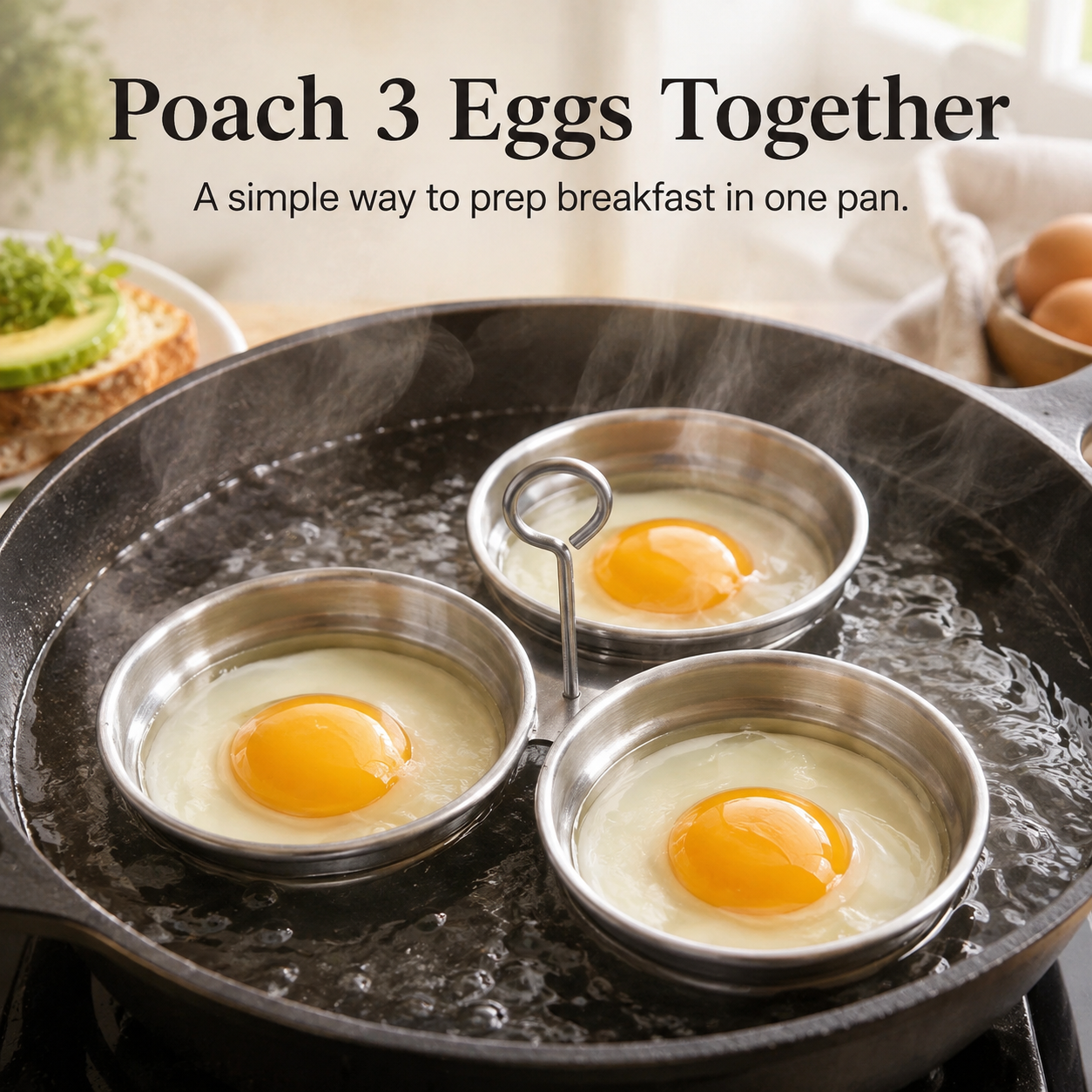 🍳 3-Cup Stainless Steel Egg Poacher – Egg Steamer Set