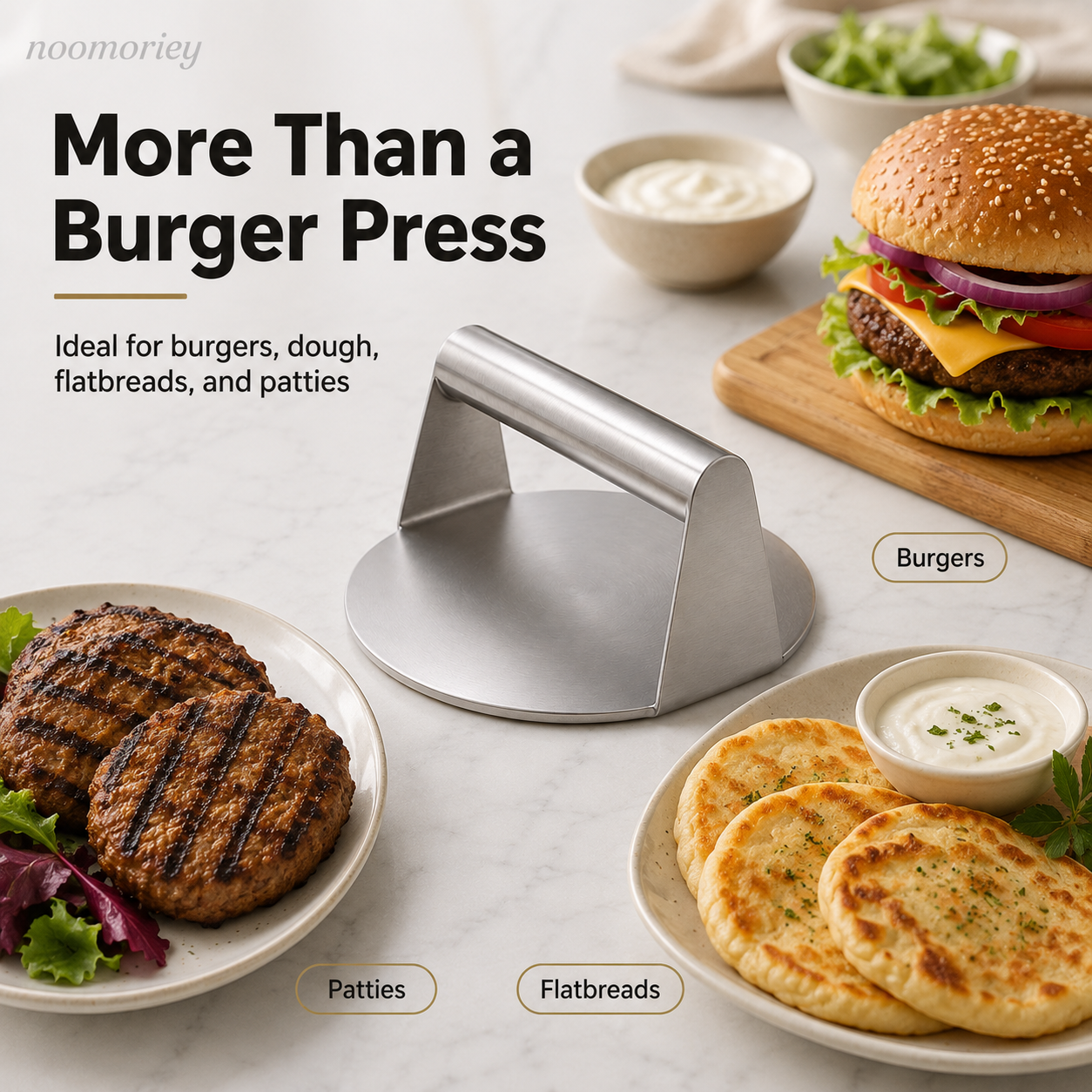 🥩Stainless Steel Burger Press 4.72" Round Smash Burger Press🍔