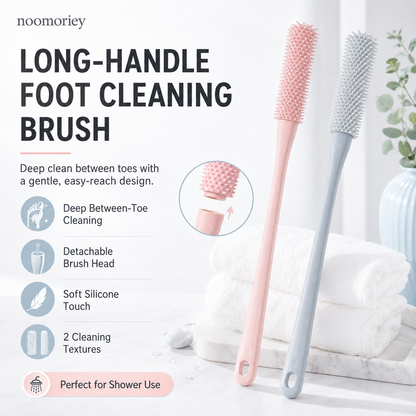 🦶 Long-Handle Silicone Foot Cleaning Brush – Easy Shower Foot Scrubber