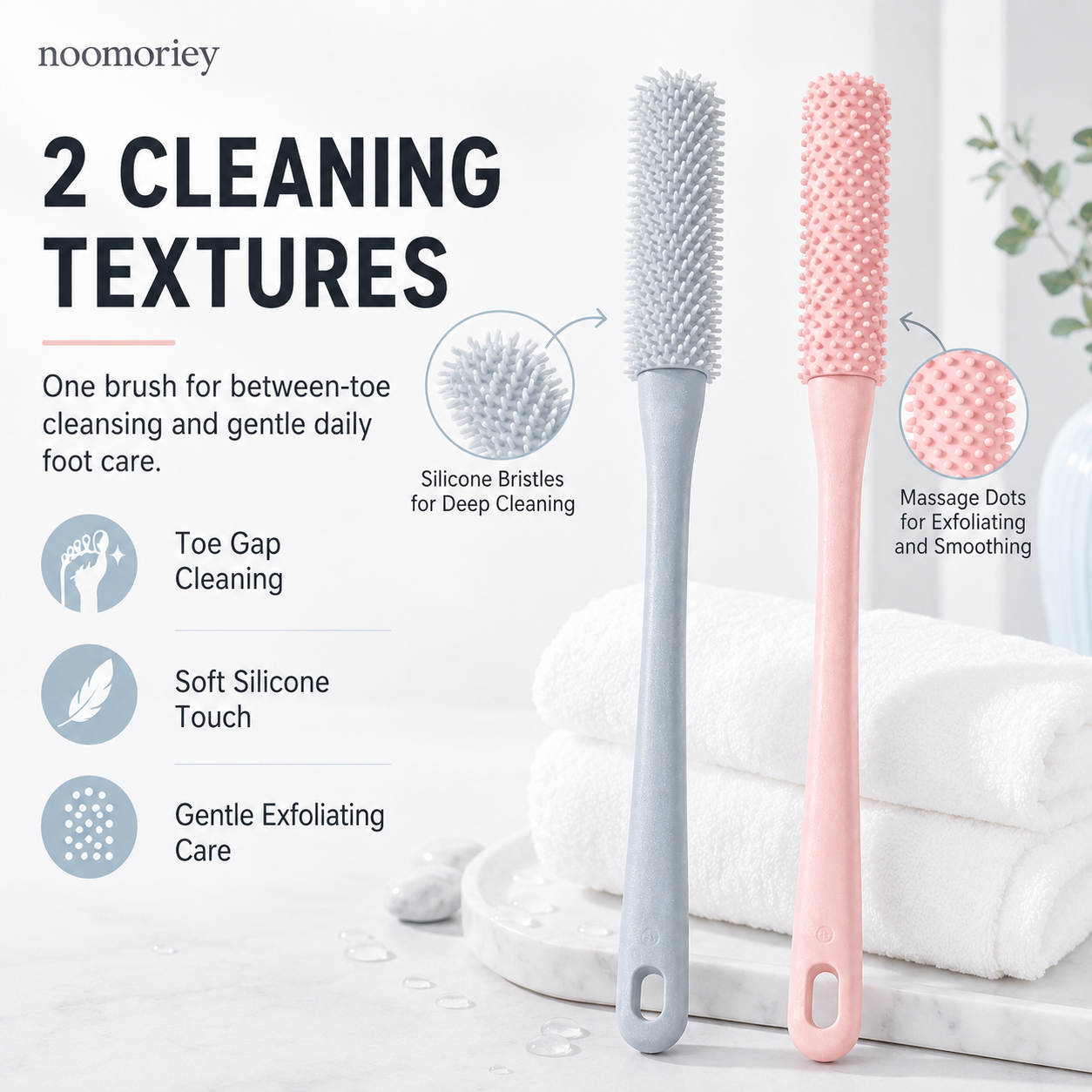 🦶 Long-Handle Silicone Foot Cleaning Brush – Easy Shower Foot Scrubber
