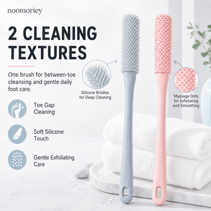 🦶 Long-Handle Silicone Foot Cleaning Brush – Easy Shower Foot Scrubber