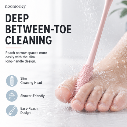 🦶 Long-Handle Silicone Foot Cleaning Brush – Easy Shower Foot Scrubber