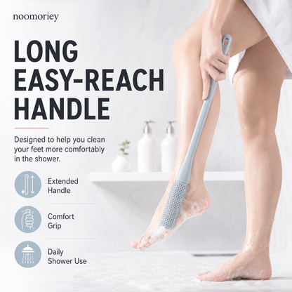 🦶 Long-Handle Silicone Foot Cleaning Brush – Easy Shower Foot Scrubber