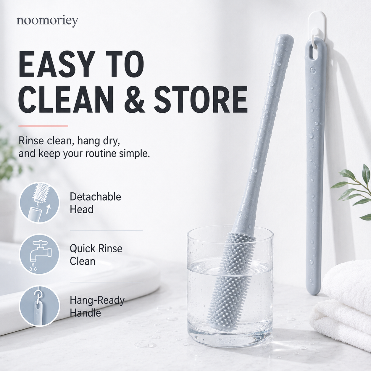 🦶 Long-Handle Silicone Foot Cleaning Brush – Easy Shower Foot Scrubber