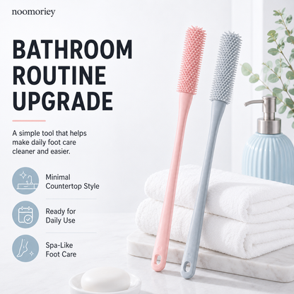 🦶 Long-Handle Silicone Foot Cleaning Brush – Easy Shower Foot Scrubber